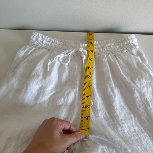 J. Crew Women's Linen Pants Size 00 White Pull-On Elastic Waist Beachy Coastal - Picture 13 of 14